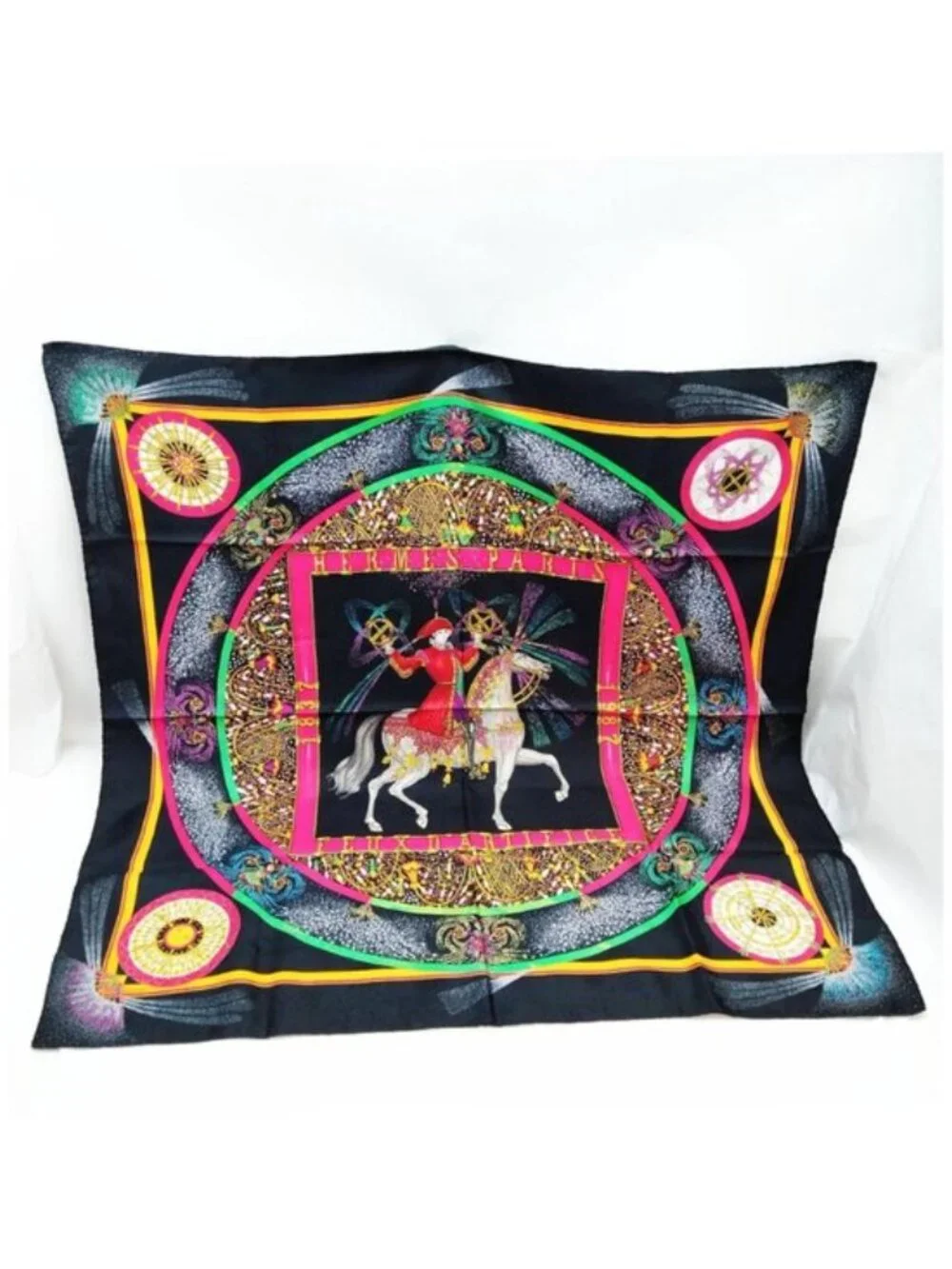 Authentic Hermès Paris Jeux de Paille Silk Scarf Carré 90 Multicolor